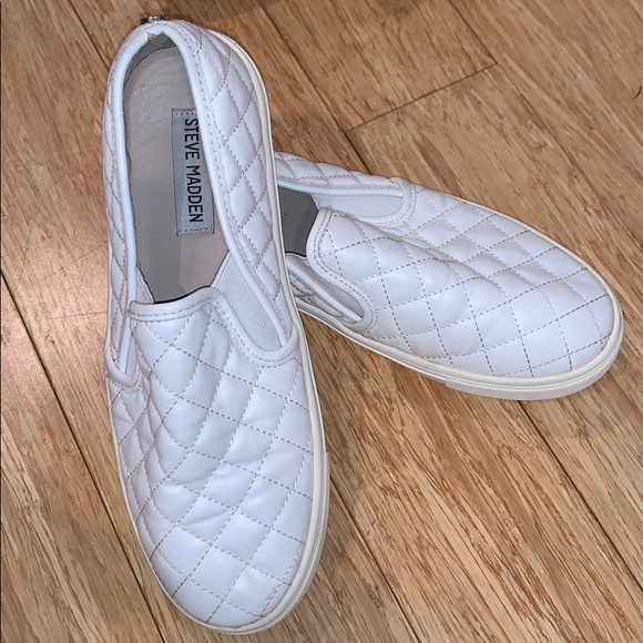 white steve madden slip ons